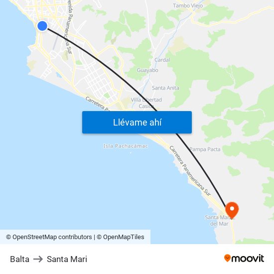 Balta to Santa Mari map