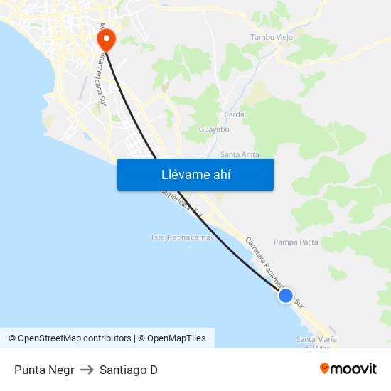 Punta Negr to Santiago D map