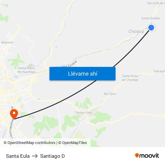 Santa Eula to Santiago D map