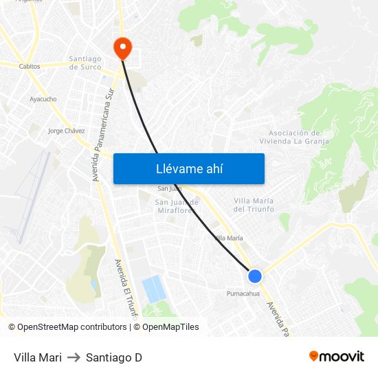 Villa Mari to Santiago D map