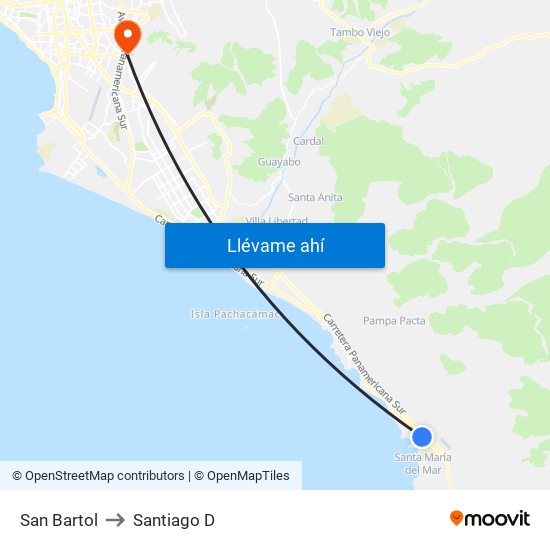 San Bartol to Santiago D map