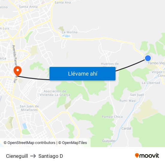 Cieneguill to Santiago D map