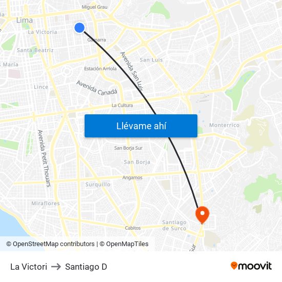 La Victori to Santiago D map