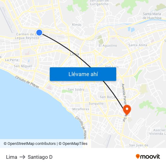 Lima to Santiago D map