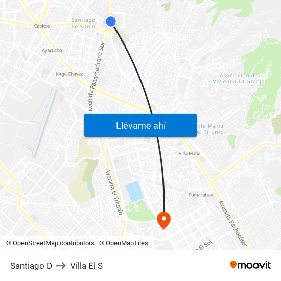 Santiago D to Villa El S map