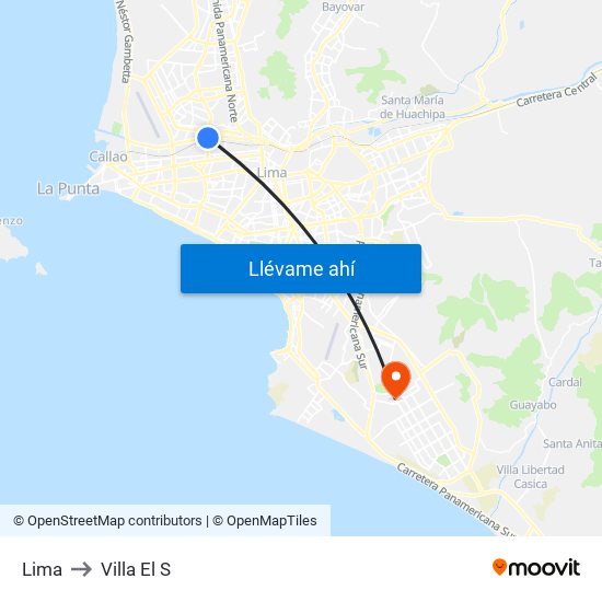 Lima to Villa El S map