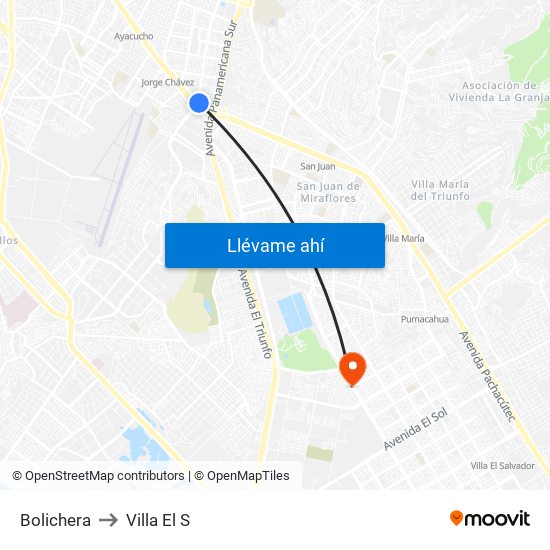 Bolichera to Villa El S map