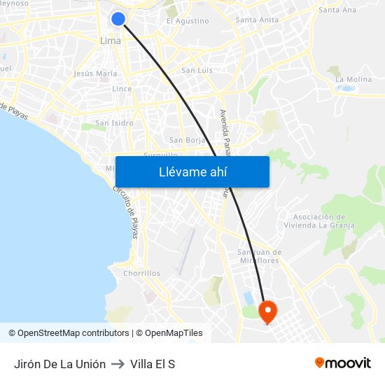 Jirón De La Unión to Villa El S map