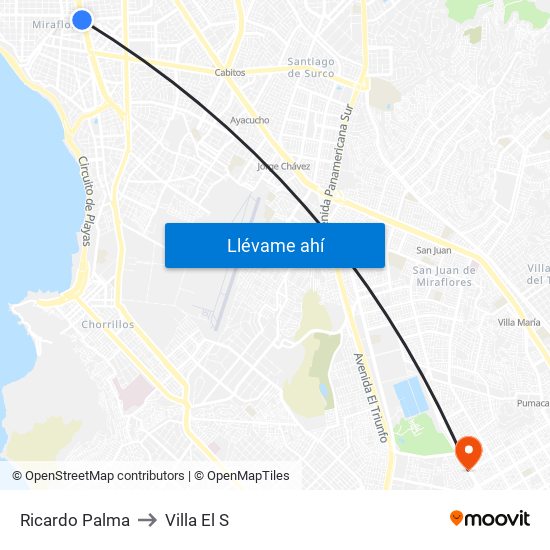 Ricardo Palma to Villa El S map