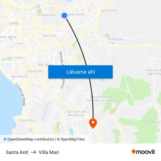 Santa Anit to Villa Mari map