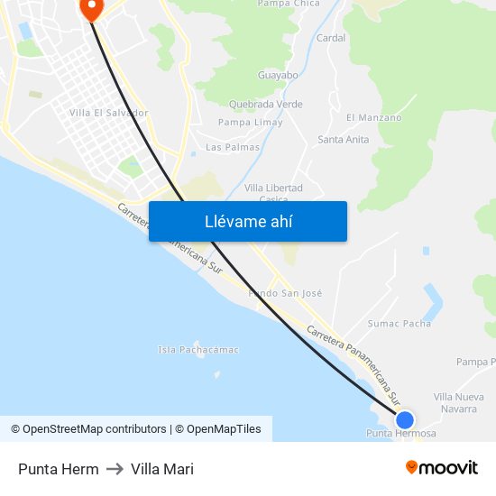 Punta Herm to Villa Mari map