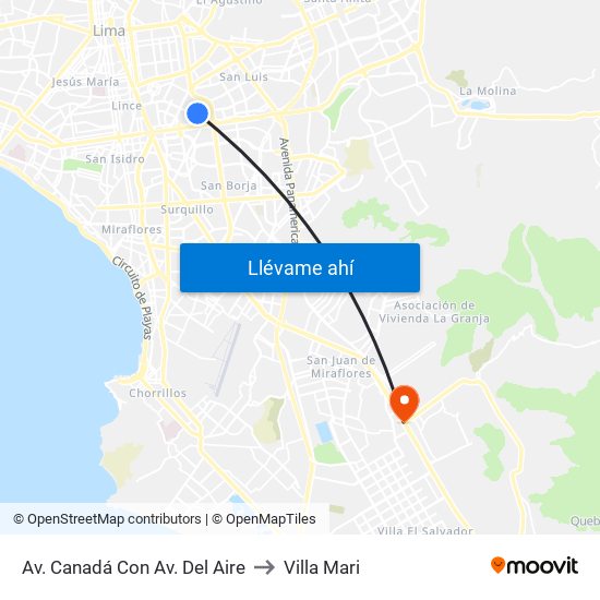 Av. Canadá Con Av. Del Aire to Villa Mari map