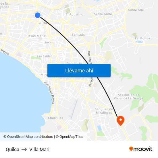 Quilca to Villa Mari map