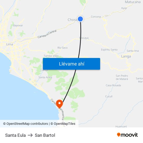 Santa Eula to San Bartol map