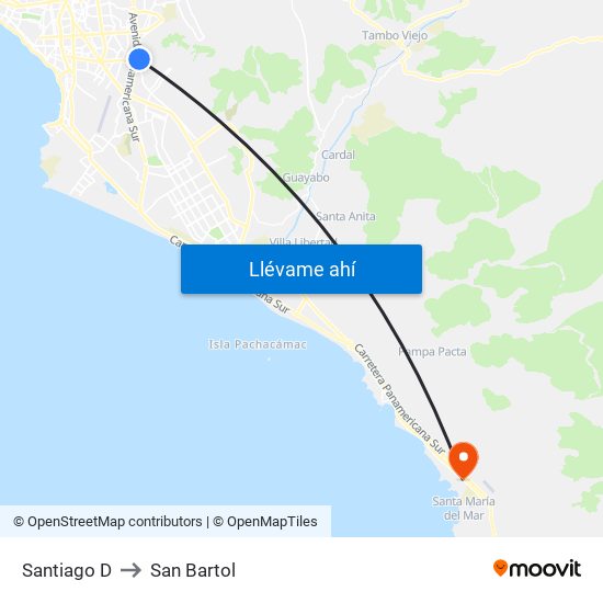Santiago D to San Bartol map