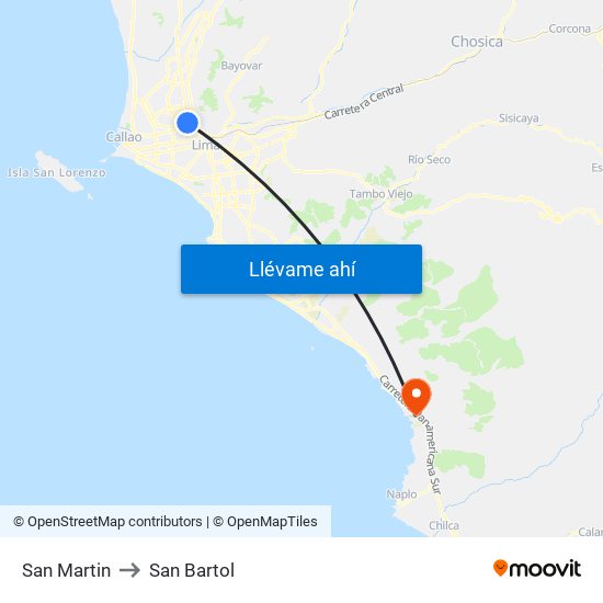 San Martin to San Bartol map