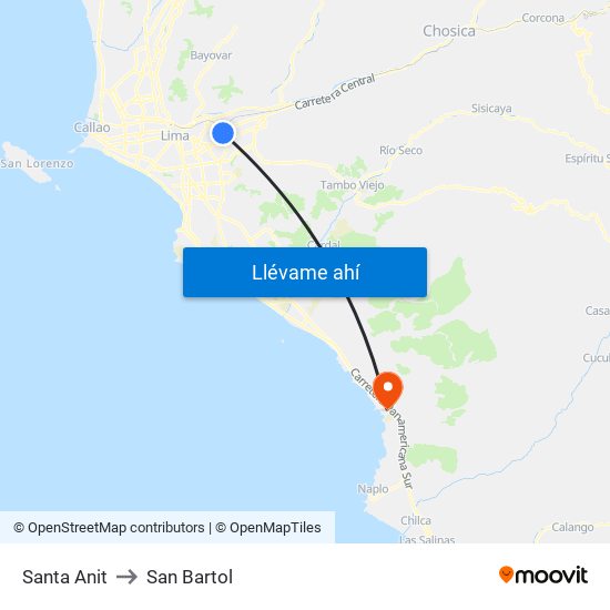 Santa Anit to San Bartol map