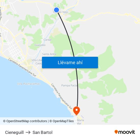 Cieneguill to San Bartol map