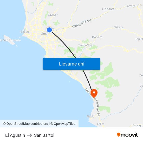 El Agustin to San Bartol map