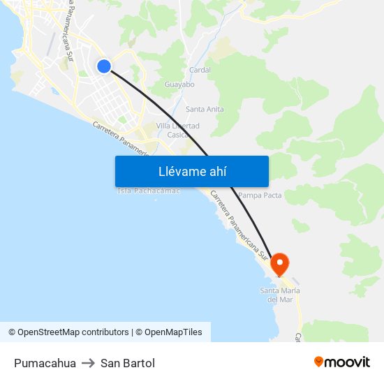 Pumacahua to San Bartol map