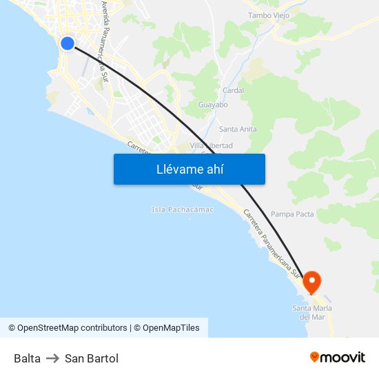 Balta to San Bartol map