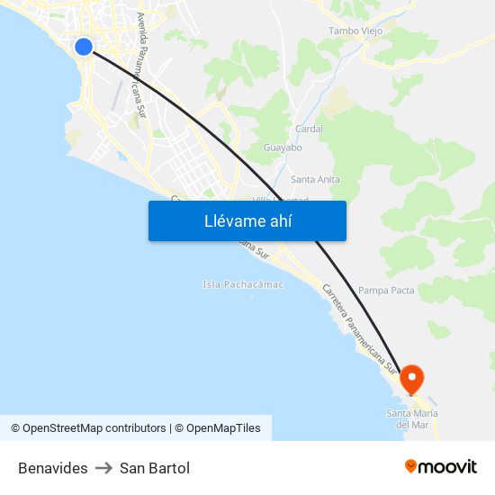 Benavides to San Bartol map