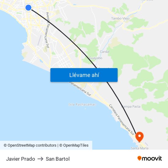 Javier Prado to San Bartol map