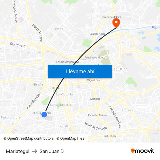 Mariategui to San Juan D map