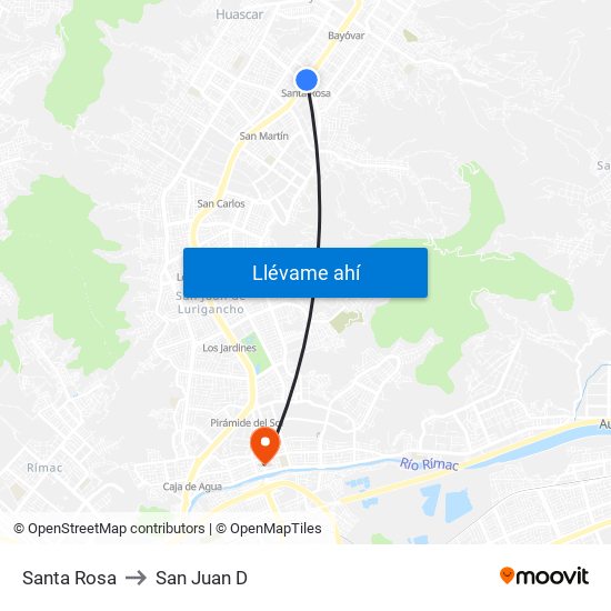 Santa Rosa to San Juan D map