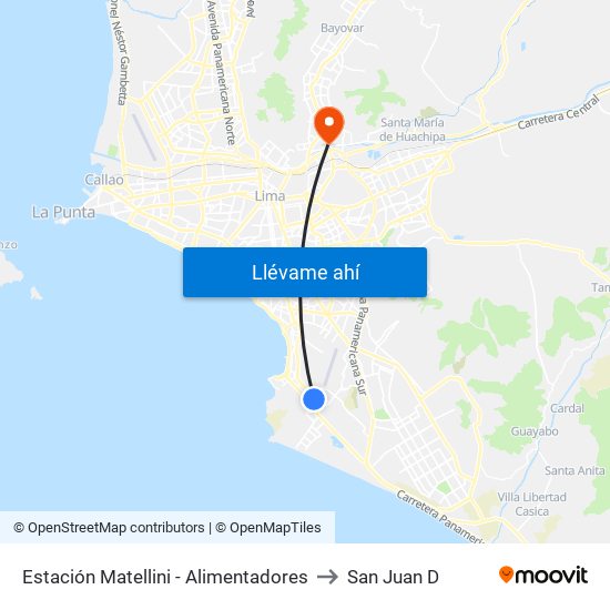 Estación Matellini - Alimentadores to San Juan D map