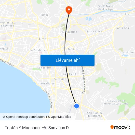 Tristán Y Moscoso to San Juan D map