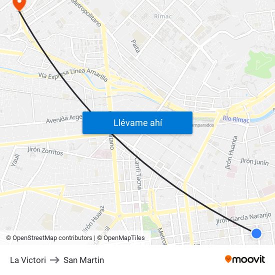 La Victori to San Martin map
