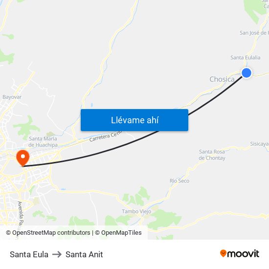 Santa Eula to Santa Anit map