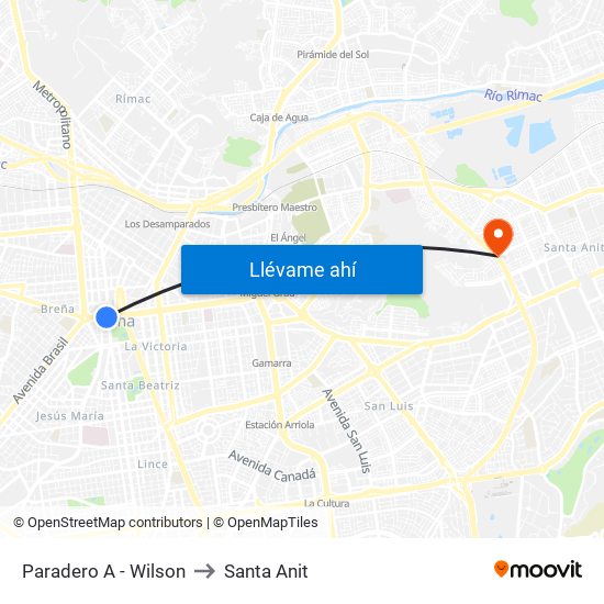 Paradero A - Wilson to Santa Anit map