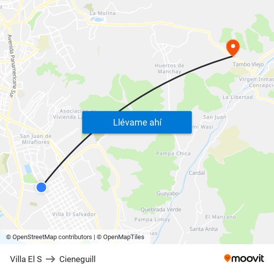 Villa El S to Cieneguill map