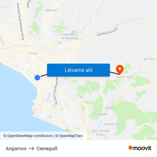 Angamos to Cieneguill map