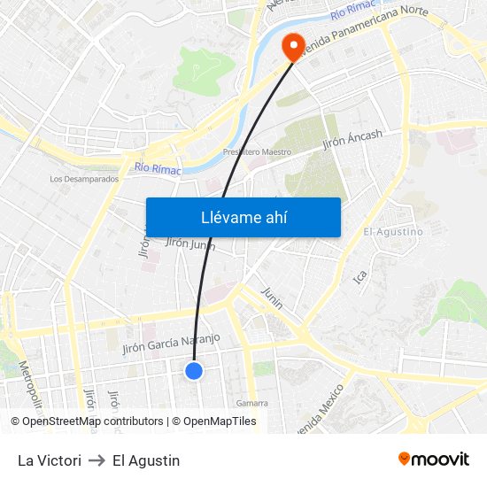 La Victori to El Agustin map
