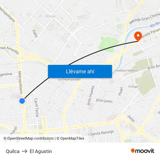 Quilca to El Agustin map