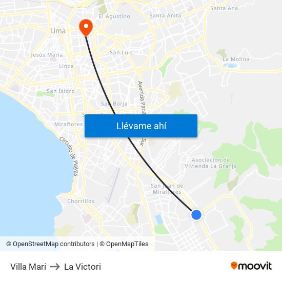 Villa Mari to La Victori map