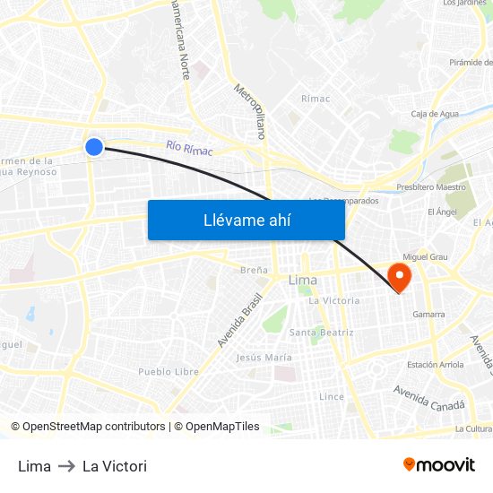 Lima to La Victori map