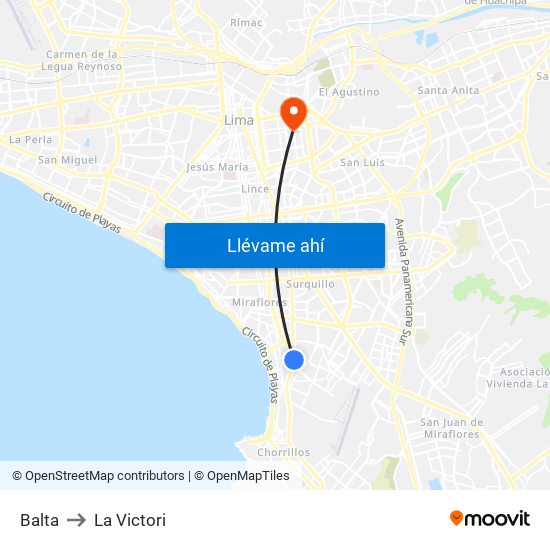 Balta to La Victori map