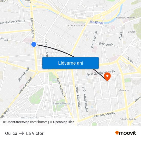 Quilca to La Victori map