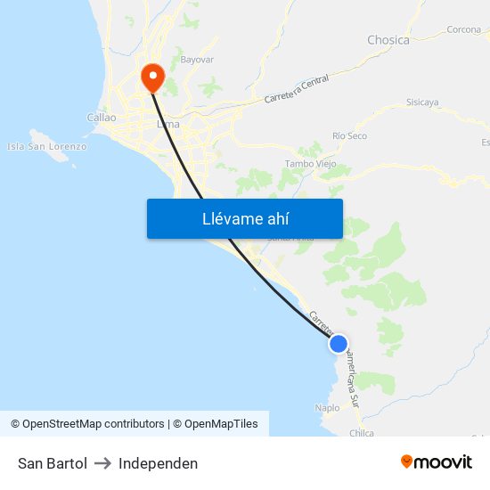 San Bartol to Independen map