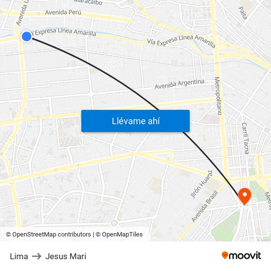 Lima to Lima map