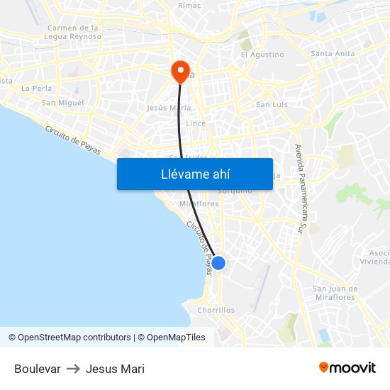 Boulevar to Jesus Mari map