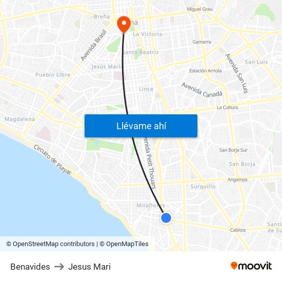 Benavides to Jesus Mari map