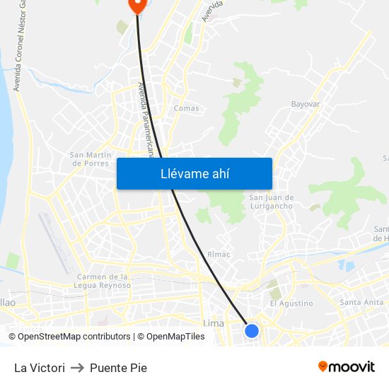 La Victori to Puente Pie map