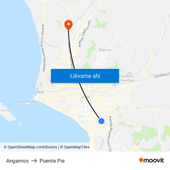 Angamos to Puente Pie map