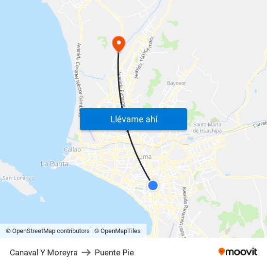 Canaval Y Moreyra to Puente Pie map