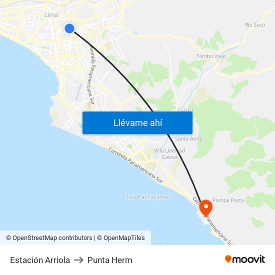Estación Arriola to Punta Herm map